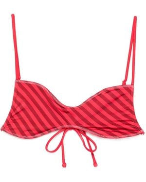 Frankie's Bikinis X Jennie Magnolia Striped Bikini Top - Red