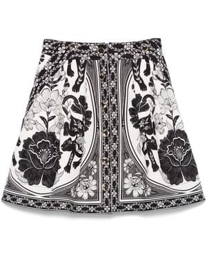 FARM Rio Flower Leopard Mini Skirt - Black