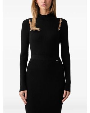 Fracomina Cut-Out Logo-Embellished Jumper - Black