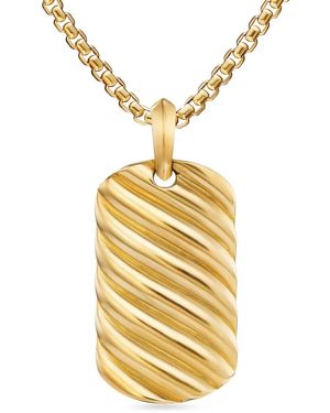 David Yurman 18Kt Sculpted Cable Tag (35Mm) - Metallic