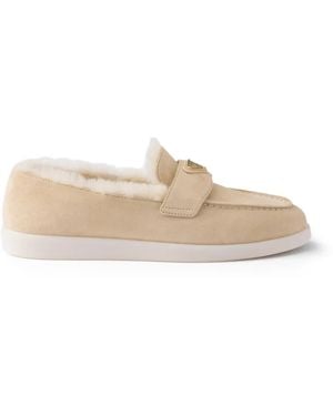Prada Mules Aus Wildleder Mit Shearling - Braun