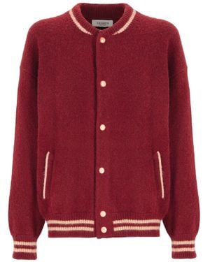 Laneus Snap-Fastening Bomber Jacket - Red