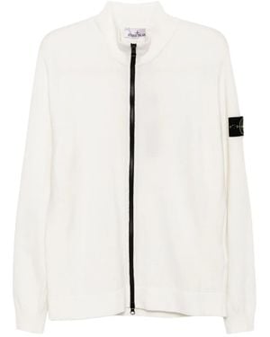 Stone Island Logo-Patch Cardigan - Natural