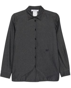 Max Mara Logo-Embroidered Denim Shirt - Black