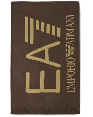 EA7 Ea7 Logo-Intarsia Scarf - Brown