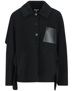 Loewe Cape-Jacke Mit Leder-Patch - Schwarz