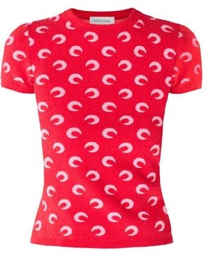 Marine Serre Moon Jacquard Organic Cotton T-Shirt - Red