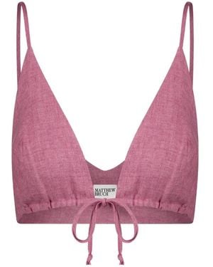 Matthew Bruch Triangle Tie-Front Crop Top - Pink