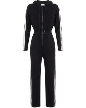 Elisabetta Franchi Two-Colour Knit Jumpsuit With Logo - Blue
