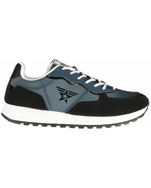 Avirex Logo-Print Panelled Trainers - Blue