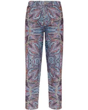 Philipp Plein Denim Trousers Mom Fit Crystal Colourful Circus - Blue