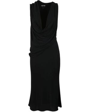Tom Ford Draped V-Neck Minidress - Black