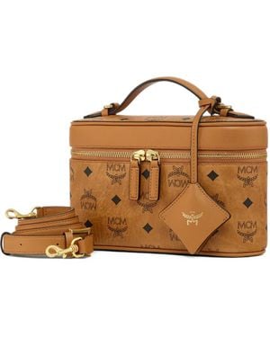 MCM Small Aren Logo-Print Tote Bag - Brown