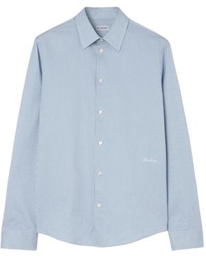 Burberry Slim Fit Striped Cotton Shirt - Blue