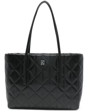 Calvin Klein Small Logo-Plaque Tote Bag - Black