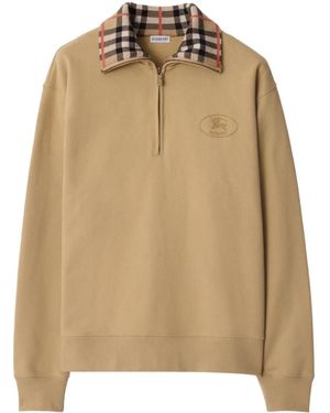 Burberry Cotton Zip-Up Sweatshirt - Natural