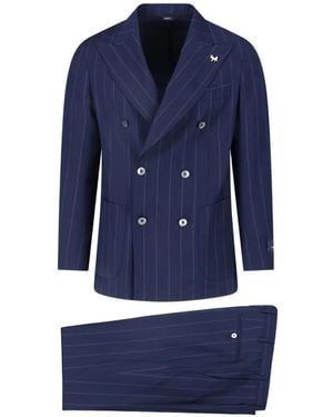 Tombolini Pinstripe-Pattern Double-Breasted Suit - Blue