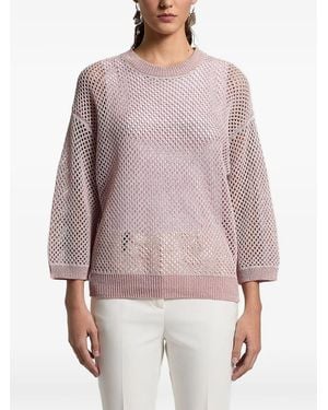 Peserico Sequinned Open-Knit Crew-Neck Jumper - Purple