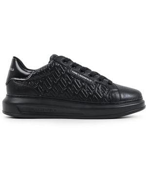 KARL LAGERFELD Kapri Monogram-Embossed Leather Trainers - Black