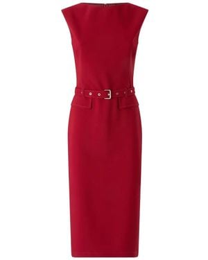 Pinko Fitted Crepe Midi Dress With Matching Belt - Red