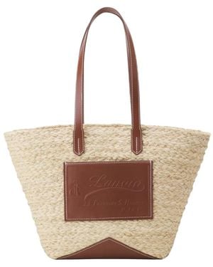 Lanvin Sac À Main Médium À Patch Logo Catch - Natural