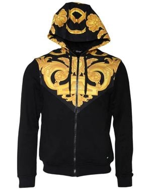 Versace Barocco-Print Zip-Up Hoodie - Black