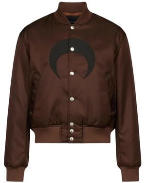 Marine Serre Moon-Print Buttoned Bomber Jacket - Brown