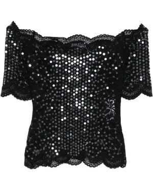 Rabanne Sequin Lace Top - Black