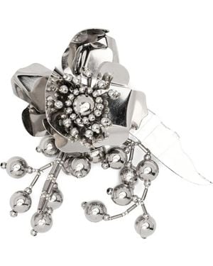 N°21 Broche Fleur À Perles - Blanc