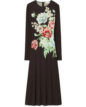 Tory Burch Printed Jersey Midi Dress - Black