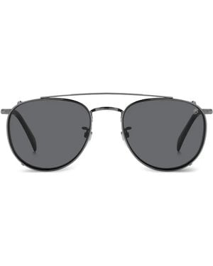 David Beckham Clip-On Pilot Sunglasses - Grey