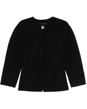 Maje Chaqueta de lino con botones - Negro