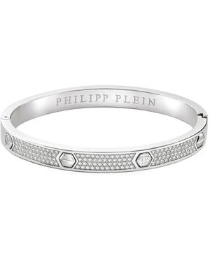 Philipp Plein Bracelet Torque Serti De Cristaux - White