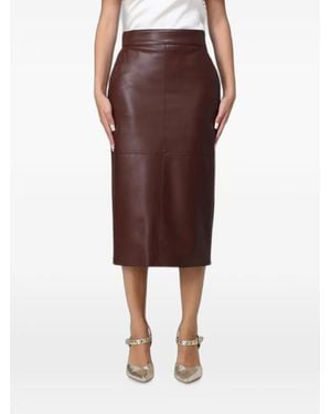 Elisabetta Franchi Hook-And-Eye Pencil Midi Skirt - Brown