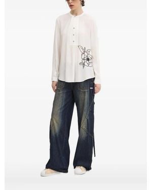 Desigual Blusa con aplique floral - Blanco