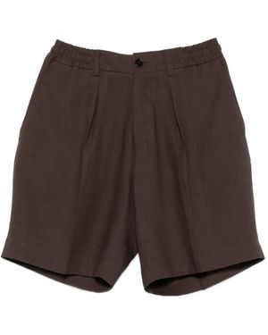BE ABLE Pleated Elasticated-Waist Shorts - Brown