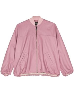Simonetta Ravizza Leather Zipped Bomber Jacket - Pink