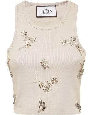 Philipp Plein Flowers Tank Top - Natural