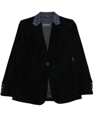 Emporio Armani Velvet Single-Breasted Jacket - Black