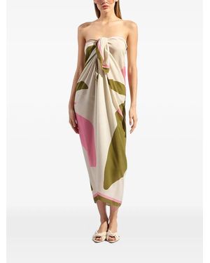 Adriana Degreas Leaf-Print Sarong - White