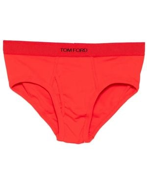 Tom Ford Logo-Waistband Jersey Briefs - Red