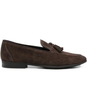 Saxone Of Scotland Tassel-Detail Suede Loafers - White