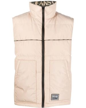 Versace Jeans Couture Logo-Patch Quilted Gilet - Natural