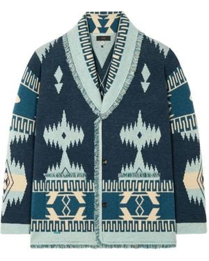 Alanui Icon Jacquard-Cardigan Mit Fransen - Blau