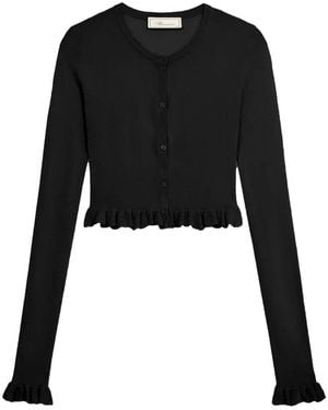 Blumarine Ruffled Long-Sleeve Cardigan - Black