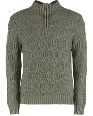 Moorer Jersey Texturizado Con Media Cremallera - Verde