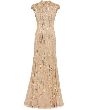 Jenny Packham Ernest スパンコール イブニングドレス - ナチュラル