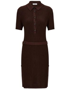 Ferragamo Knitted Polo Dress - Brown
