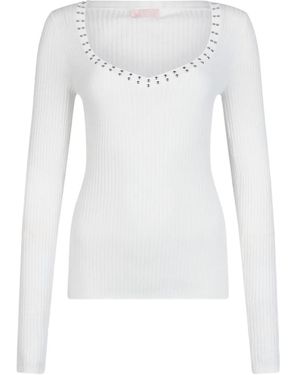 Liu Jo V-Neck Studded Top - White
