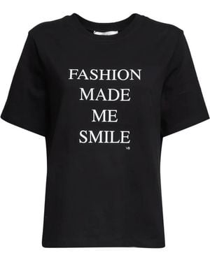 Victoria Beckham T-Shirt Fashion Made Me Smile En Coton - Black